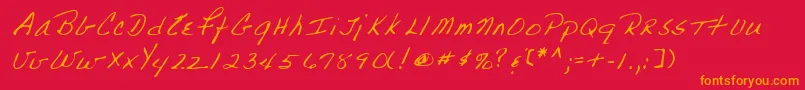 Lehn223 Font – Orange Fonts on Red Background