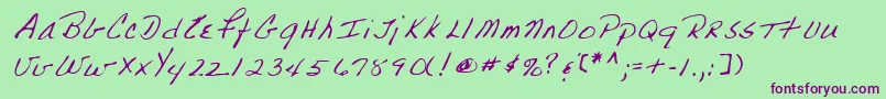 Lehn223 Font – Purple Fonts on Green Background