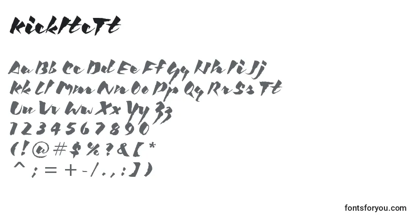 A fonte KickItcTt – alfabeto, números, caracteres especiais