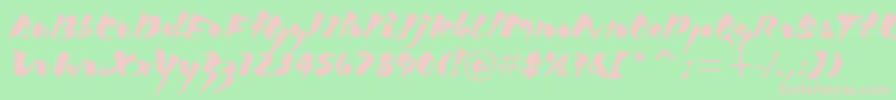 KickItcTt-fontti – vaaleanpunaiset fontit vihreällä taustalla