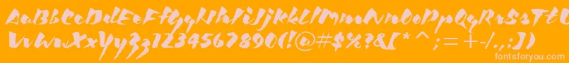 KickItcTt-Schriftart – Rosa Schriften auf orangefarbenem Hintergrund