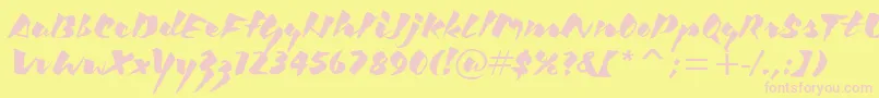 KickItcTt-fontti – vaaleanpunaiset fontit keltaisella taustalla