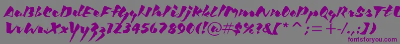 フォントKickItcTt – 紫色のフォント、灰色の背景