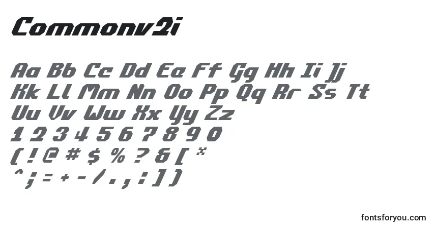 A fonte Commonv2i – alfabeto, números, caracteres especiais