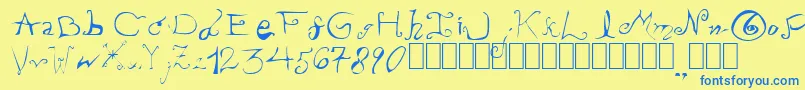 PissOffTheProfessor Font – Blue Fonts on Yellow Background