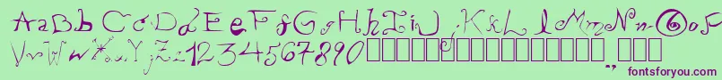 PissOffTheProfessor-Schriftart – Violette Schriften auf grünem Hintergrund