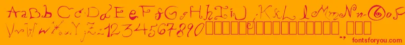 フォントPissOffTheProfessor – オレンジの背景に赤い文字