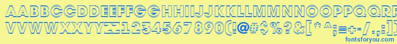 フォントAvant32 – 青い文字が黄色の背景にあります。