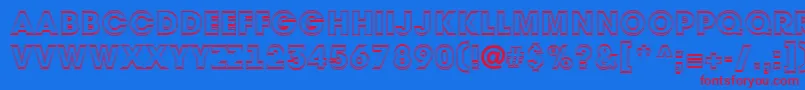 Avant32 Font – Red Fonts on Blue Background