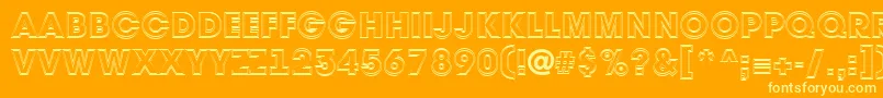 Avant32-Schriftart – Gelbe Schriften auf orangefarbenem Hintergrund