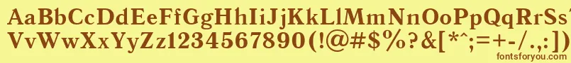 フォントAntiquaBoldRegular – 茶色の文字が黄色の背景にあります。