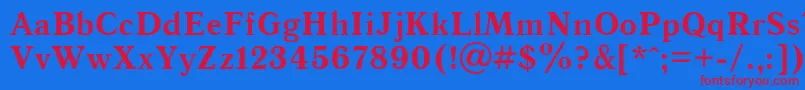 Czcionka AntiquaBoldRegular – czerwone czcionki na niebieskim tle