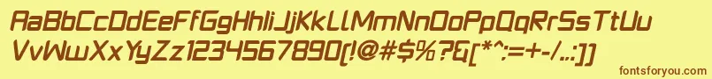 PlatformoneBolditalic Font – Brown Fonts on Yellow Background