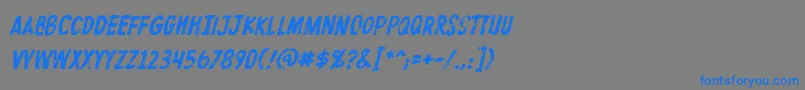 フォントProtestpaintBbItalic – 灰色の背景に青い文字