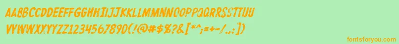 ProtestpaintBbItalic-Schriftart – Orangefarbene Schriften auf grünem Hintergrund