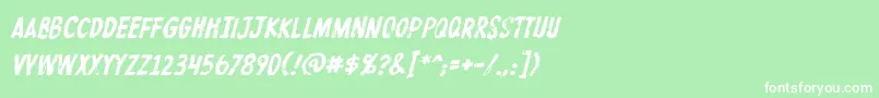 ProtestpaintBbItalic-Schriftart – Weiße Schriften auf grünem Hintergrund