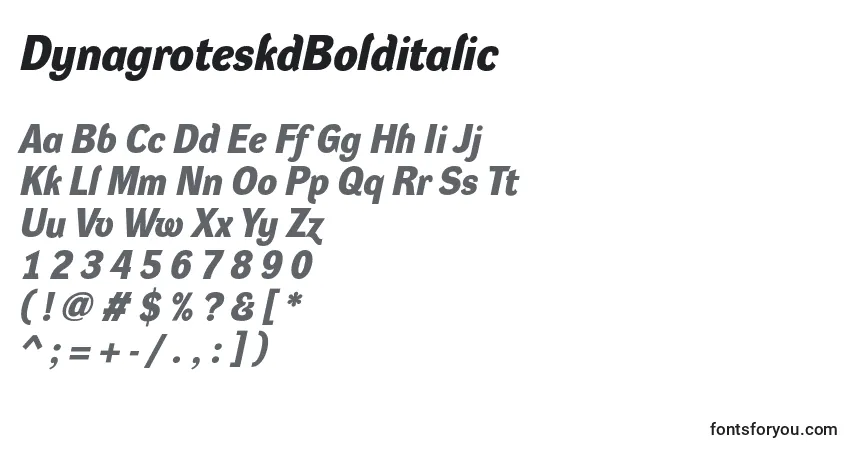 Schriftart DynagroteskdBolditalic – Alphabet, Zahlen, spezielle Symbole