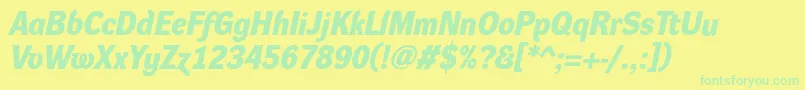DynagroteskdBolditalic-fontti – vihreät fontit keltaisella taustalla
