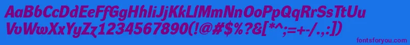 DynagroteskdBolditalic Font – Purple Fonts on Blue Background