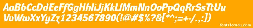 DynagroteskdBolditalic-Schriftart – Weiße Schriften auf orangefarbenem Hintergrund