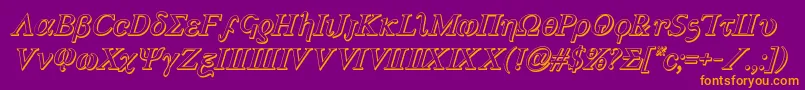Achilles33Dital-fontti – oranssit fontit violetilla taustalla