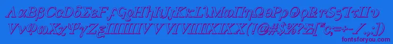 Achilles33Dital-Schriftart – Violette Schriften auf blauem Hintergrund