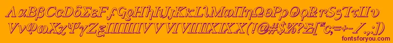 Achilles33Dital-Schriftart – Violette Schriften auf orangefarbenem Hintergrund