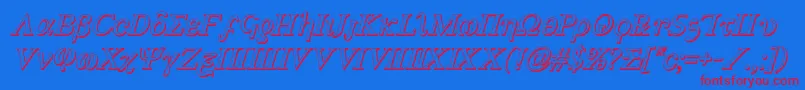 Achilles33Dital Font – Red Fonts on Blue Background