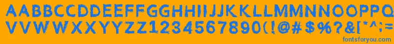 Category-Schriftart – Blaue Schriften auf orangefarbenem Hintergrund