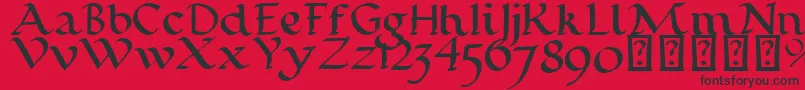 Czcionka CalligraphyPen – czarne czcionki na czerwonym tle