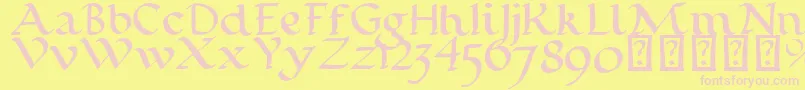 CalligraphyPen-fontti – vaaleanpunaiset fontit keltaisella taustalla