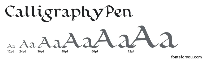 CalligraphyPen-fontin koot