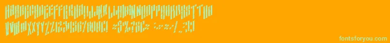 AlmanacItalicGrunge-Schriftart – Grüne Schriften auf orangefarbenem Hintergrund