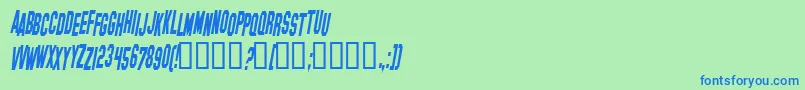 HollywoodHillsCondensedItalic Font – Blue Fonts on Green Background