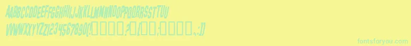 HollywoodHillsCondensedItalic Font – Green Fonts on Yellow Background