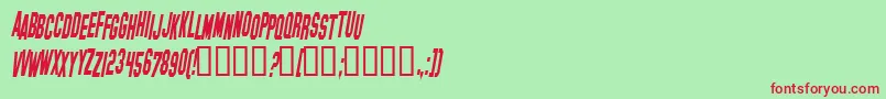 HollywoodHillsCondensedItalic Font – Red Fonts on Green Background