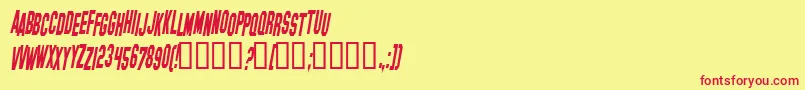 HollywoodHillsCondensedItalic Font – Red Fonts on Yellow Background