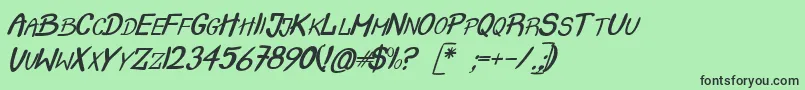 CrashTestItalic Font – Black Fonts on Green Background