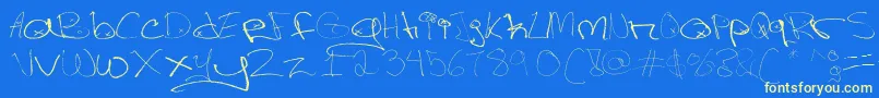 Figgehandstyle-Schriftart – Gelbe Schriften auf blauem Hintergrund