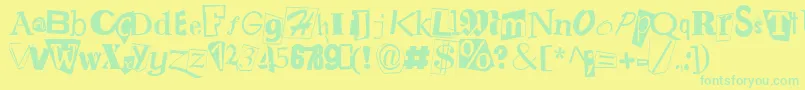 RaymondRegular-Schriftart – Grüne Schriften auf gelbem Hintergrund