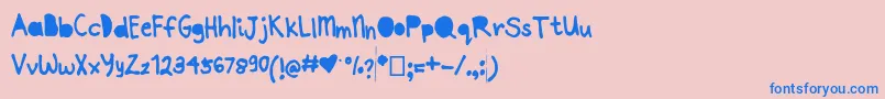 フォントJoannepapercut – ピンクの背景に青い文字