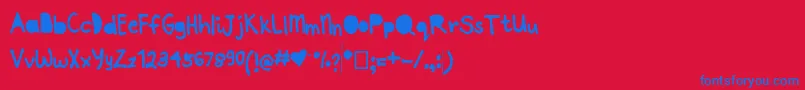 フォントJoannepapercut – 赤い背景に青い文字