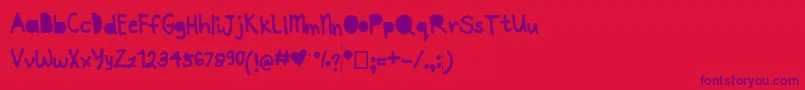 Joannepapercut Font – Purple Fonts on Red Background