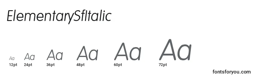 Размеры шрифта ElementarySfItalic