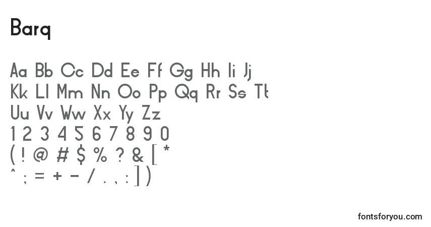 Barq-fontti – aakkoset, numerot, erikoismerkit