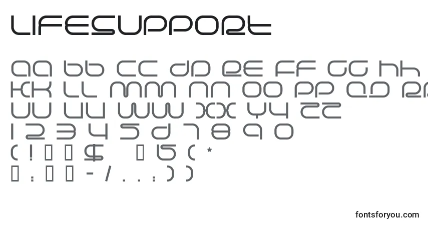 A fonte LifeSupport – alfabeto, números, caracteres especiais
