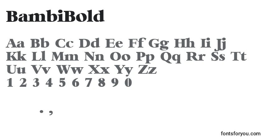 Schriftart BambiBold – Alphabet, Zahlen, spezielle Symbole