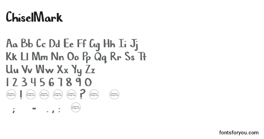 Czcionka ChiselMark – alfabet, cyfry, specjalne znaki