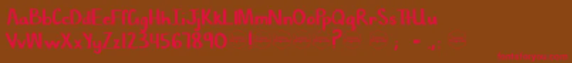 フォントChiselMark – 赤い文字が茶色の背景にあります。