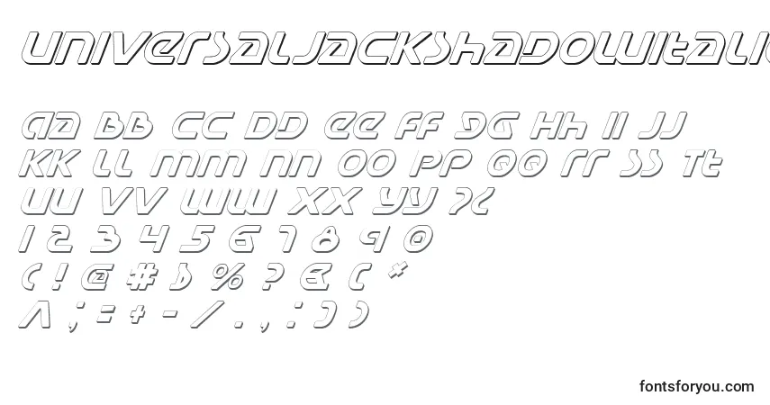 Fuente UniversalJackShadowItalic - alfabeto, números, caracteres especiales